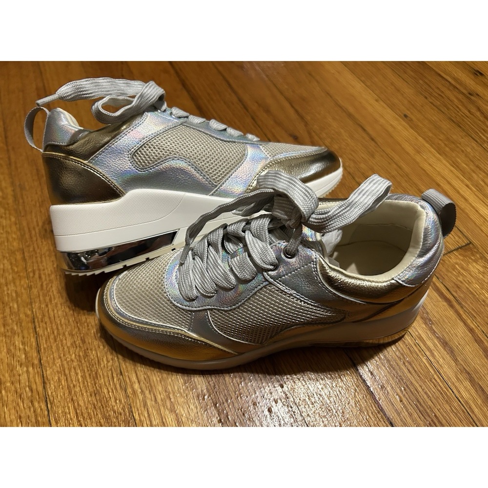 Urban Sport By J/Slides Women's Metallic Lace Up Casual Sneakers Size 7 NEW